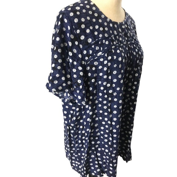 Lane Bryant Womens Plus 16 Flutter Short Sleeve Blue Polka Dot Rayon Top - Picture 4 of 9